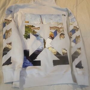 Off-White diag multi-colored oil painting hoodie White with Graphic Print size L